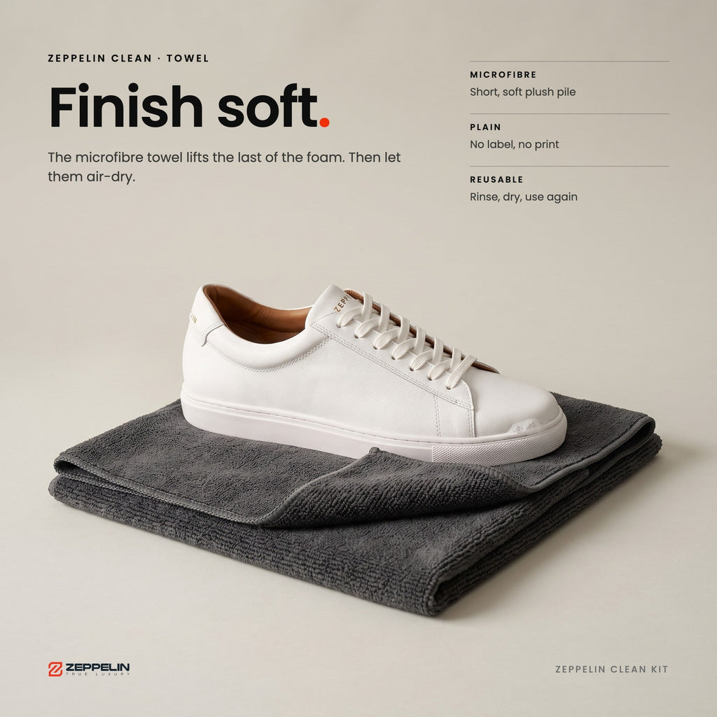 Finish soft: a white Voyager on the plain microfibre towel